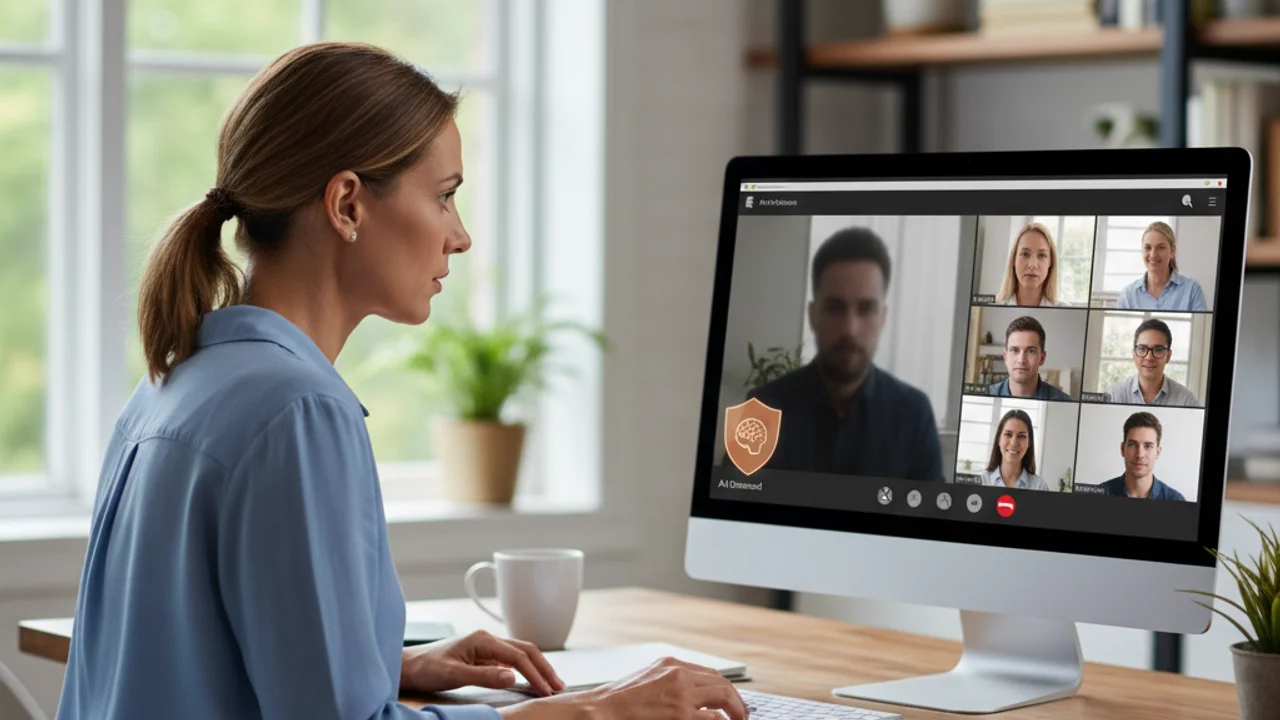 Osztott képernyő egy valódi vezető és a deepfake utánzata által folytatott videóhívásból