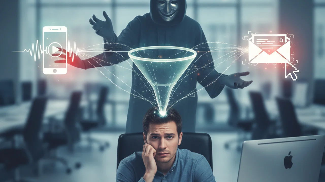 Social engineering တိုက်ခိုက်မှုများတွင် တဟုန်ထိုးဆန်မှုနှင့် ကြောက်ရွံ့မှုသည် ဝေဖန်ပိုင်းတွေးခေါ်မှုကို မည်ကဲ့သို့ ကျော်ဖြတ်ကြောင်းပြသသောပုံ